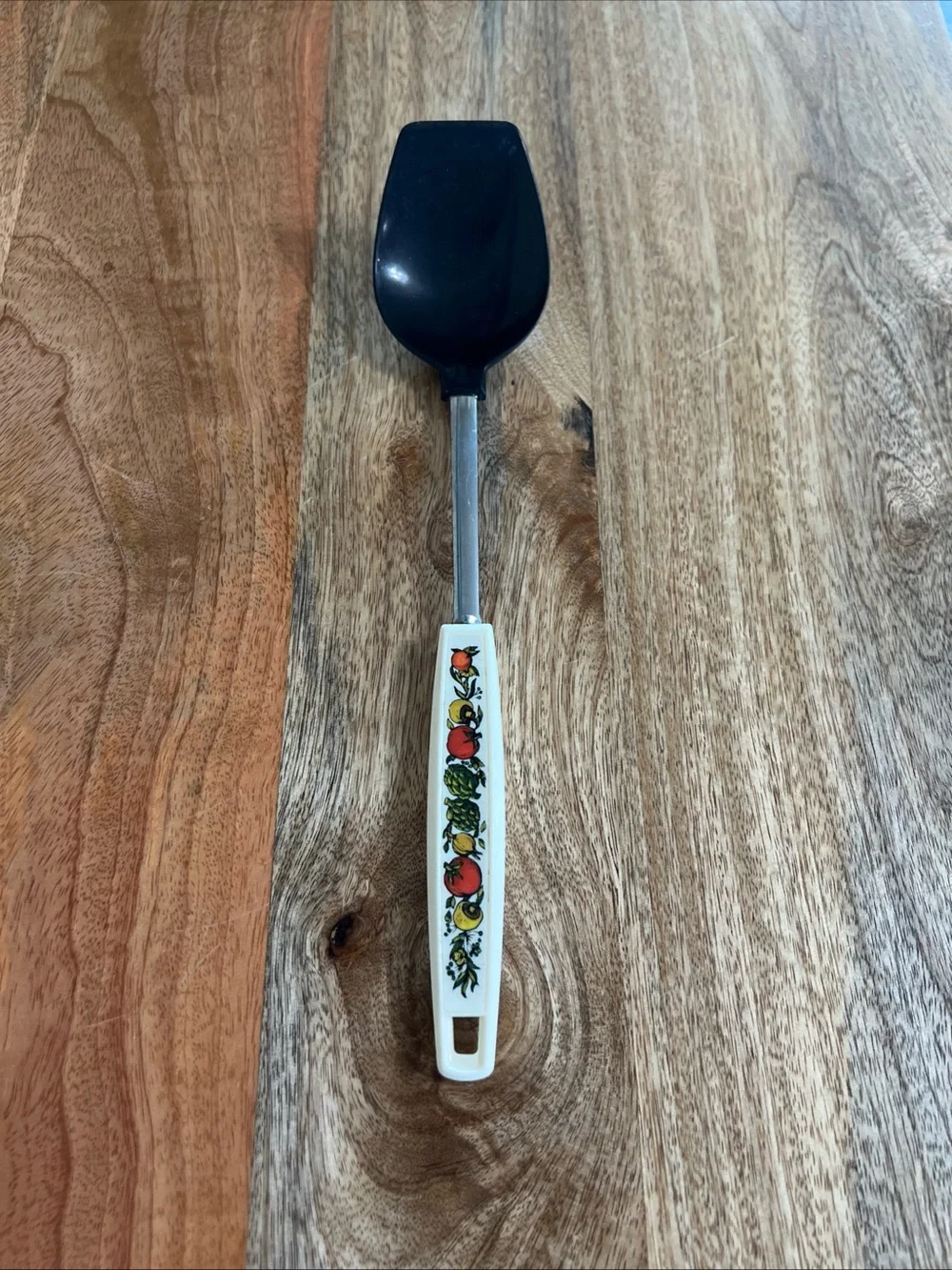 Vintage Spice of Life Fruit Kitchen Turner Spatula - Black Blade, White Handle